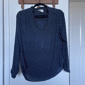 Navy Blue Polka Dot Blouse